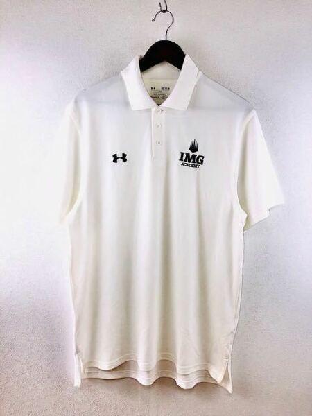 吸水速乾 UNDER ARMOUR アンダーアーマー メンズ 半袖 ポロシャツ ホワイト ゴルフ golf スポーツ Mサイズ トレーニング 機能素材 ロゴ