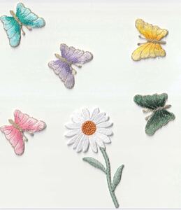 蝶々 バタフライ 花 ワッペン アップリケ 6個セット ハンドメイド