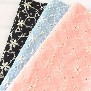 花刺繍 コットンレース生地 刺繍レース 綿レース 刺繍生地 国産刺繍 ハギレ