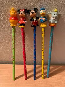 ディズニーランド ミッキー ミニー ドナルド プーさん ダンボ 鉛筆 ソフビ 未使用 レトロ 東京ディズニーランド