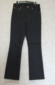 在庫処分お買い得品 日本製 レデイス用ストレッチブラックデニムの5Pジーンズ（オレンジステッチ） ウエスト72cm