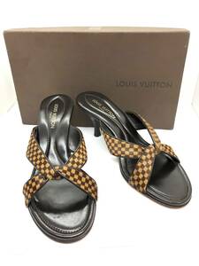 美品★LOUIS VUITTON ルイ ヴィトン★ミュール ダミエ ハラコ ブラウン系 レディース　サイズ：36 1/2　日本のサイズ：22.5㎝