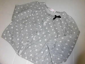 120! Shirley Temple! ribbon & frill attaching dot pattern cardigan *