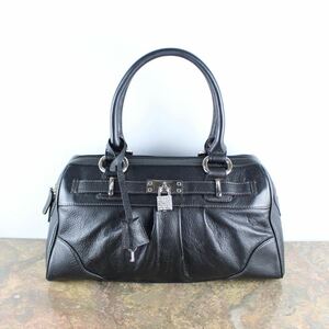 HAMANO CLEAR STONE CHARM LEATHER HAND BAG/.. clear Stone charm leather handbag 