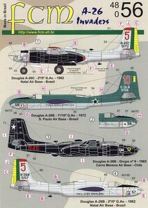 1/48 FCMデカール　ブラジル/チリ空軍の A-26 インベーダー