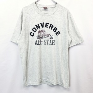 converse コンバース LL メンズ 男性 Tシャツ カットソー ロゴ刺繍 スニーカープリント 丸首 半袖 ポリエステル×綿 ライトヘザーグレー系