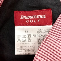 BRIDGESTONE GOLF ブリヂストン ゴルフ 82 メンズ 若干薄手 クレープ パンツ チェック メッシュポケット ポリエステル100% レッド×ピンク_画像3