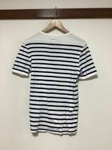 ま787 G-STAR RAW ジースターロウ Vネック ボーダーTシャツ 半袖Tシャツ S スリムフィット ホワイト/ネイビー_画像2