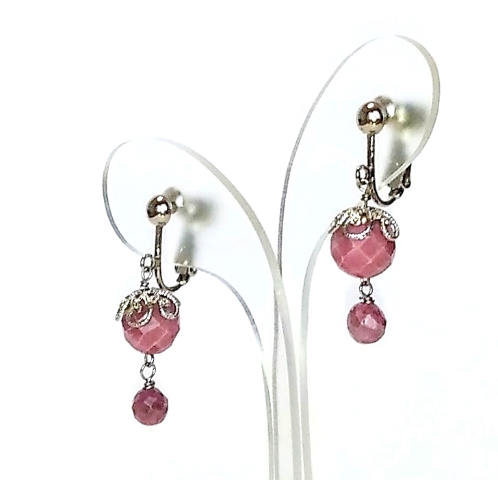 ★Handmade★One of a kind★Large rhodonite classic earrings, Earrings, Colored Stones, others