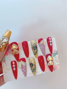 ネイルチップ 可愛いネイル 手作り ジェルネイル サイズ変更可能 N245