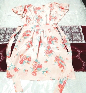 ピンク花柄ネグリジェチュニックワンピース Pink floral pattern negligee tunic dress