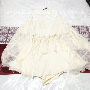 フローラルホワイトレースネグリジェ ガウン ベビードールキュロット 2P Floral white lace negligee gown camisole culotte dress,レディースファッション&ショートパンツ&Mサイズ