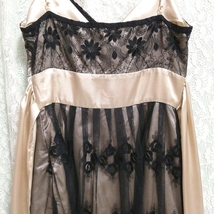 シャンペンピンク黒レースネグリジェキャミソールワンピースドレス Champagne color pink black lace negligee camisole dress_画像8