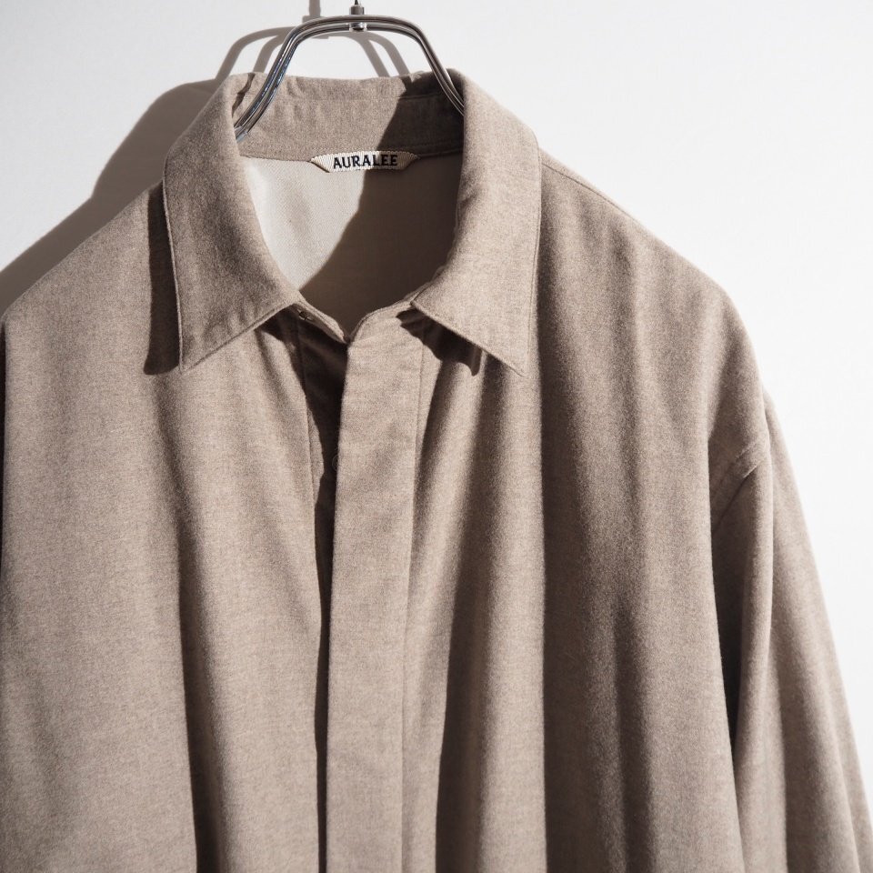 S1571P　▼AURALEE オーラリー▼　WOOL FULLING FLANNEL CLOTH SHIRTS フランネル ウールシャツ トップベージュ 3(M) / A20AS02CF 秋冬 mks_サムネイル画像2