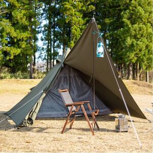 ★未使用★BUNDOK(バンドック) ソロ ティピー 1 TC BDK-75TC カーキ色 ワンポール テント スカート巻上げ式