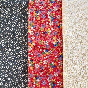 綿シーチング:芝桜と桜3色セット:生地幅×50:合計で1.5M:生地ハギレ