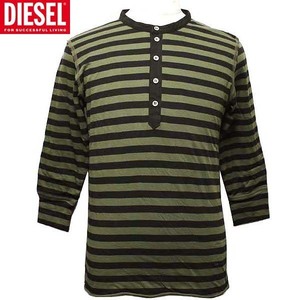 ディーゼル Tシャツ メンズ 七分袖 ヘンリーネック カットソー サイズ S DIESEL SHOTEL 新品