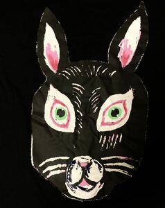 o.... short sleeves T-shirt M size ... black rabbit rabbit aroundaglobe