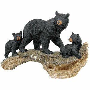 黒熊の親子像　インテリア置物クマ子供小熊アクセント飾りフィギュア彫刻装飾品アウトドア対応オブジェ庭置物エクステリアガーデン雑貨屋外