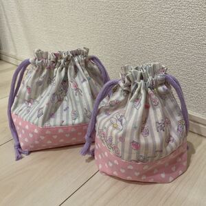 ハンドメイド お弁当袋 コップ袋 セット ゆめかわ ユニコーン 幼稚園 小学校 巾着袋