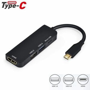 即納 USB Type C ハブ 4in1 USB C HDMI 変換アダプター Type-C ハブ 1080P HDMI出力 USB3.0ポート5Gbps高速伝送 Type-C Micro USB給電