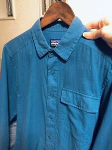 【レア】長袖A/Cシャツ Patagonia (パタゴニア) 超軽量 Glass Bleu(GLSB) men's XXS オーガニックコットン 無地 通気性最高！