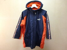 s109k　中古　Puma　サイズ140　プーマ　ベンチコート　キッズ　ネイビー　裏ボア　子供服　アウター　コート　ジャンパー　上着　防寒_画像1