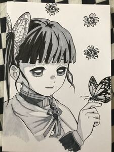 Paypayフリマ 鬼滅の刃 栗花落カナヲ 手書きイラスト Paypayフリマ 鬼滅の刃 栗花落カナヲ 手書きイラスト