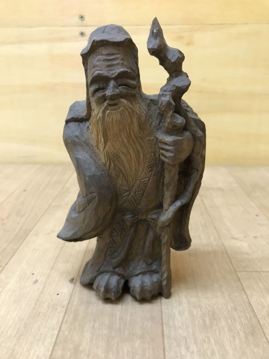 Wood carving, sculpture, handmade, handmade, hermit, interior accessory, miscellaneous goods, ornament, Seven Lucky Gods, lucky charm, blessing object collection, handmade works, interior, miscellaneous goods, ornament, object