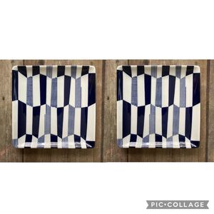 新品☆波佐見焼 natural69 swatch 正角皿2枚 北欧柄 パン皿 取り皿 スクエアプレート ナチュラル69 和柄