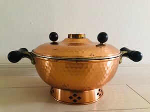 純銅のしゃぶしゃぶ鍋 中華鍋 両手鍋 昭和レトロ