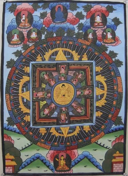 Mandala (objet ancien) Mn62 Bouddha Shakyamuni..., ouvrages d'art, peinture, autres