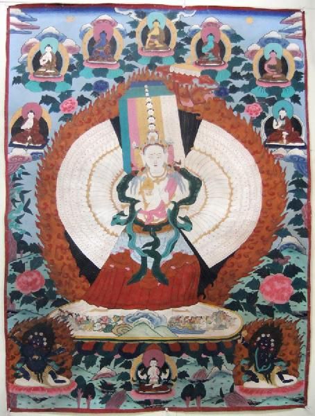 Mandala (antiguo) Mn2510 Bodhisattva Kannon de 11 caras, mil brazos y mil ojos, Obra de arte, Cuadro, otros