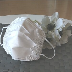口元さらさら冷感接触素材 不織布マスク用 布レースカバークロス 女性子供サイズ ハンドメイド