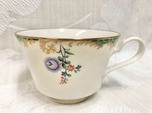 Noritake ノリタケ カップ＆ソーサー6客 lovely China グリーン ティーカップ 金彩 _画像4