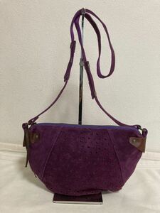 [ beautiful goods ] last Special break up brand unknown excellent article made in Japan 2way suede leather shoulder bag handbag purple stylish super-discount!