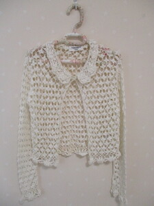 # freckles club # pretty lacework long sleeve bolero 130. eggshell white 10925