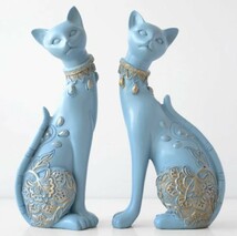 欧風の猫の置物　結婚のお祝い、お家の装飾に　3色（紺、白、水色）_画像4