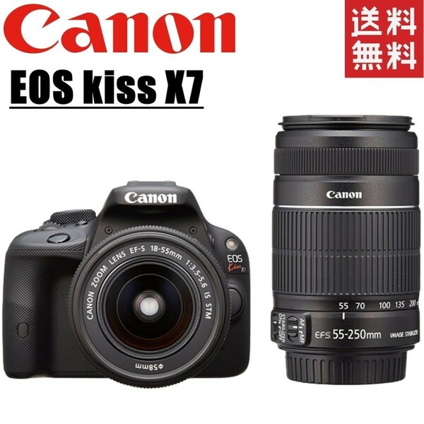 キヤノン Canon EOS kiss X7 ダブルレンズセット デジタル 一眼レフ カメラ 中古