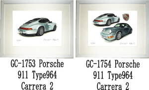 GC-1753 ポルシェ 911・GC-1754 ポルシェ 911限定版画300部 直筆サイン有 額装済●作家 平右ヱ門 希望ナンバーをお選びください。