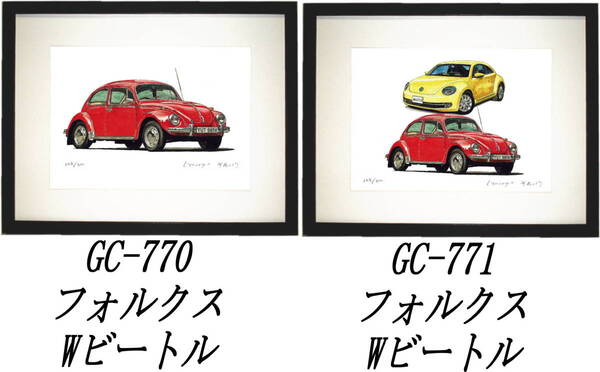 GC-770 VWビートル・GC-771 VWビートル限定版画300部 直筆サイン有 額装済●作家 平右ヱ門 希望図柄をお選び下さい。