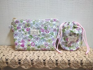 ファスナーポーチ&ミニ巾着セット ハンドメイド