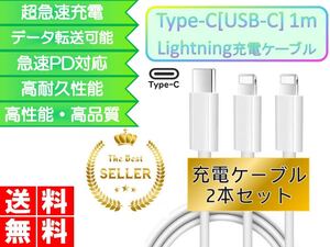 Type-Cライトニングケーブル 充電 1m 2本セット送料無料ケーブル iPhone タイプC 急速充電 保証 安い データ通信