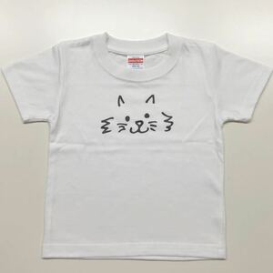 オリジナルTシャツ 　半袖Tシャツ 　可愛い猫柄Tシャツ　 子供Tシャツ　ホワイト　キッズ 100サイズ　綿100%　 未使用　