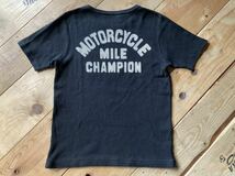 春夏 ワッフル地 タイトフィット 黒★半袖 ブラック MOTORCYCLE バイカー CHANPION カスタム ガレージ★アメリカン★アメカジ M ツーリング_画像2