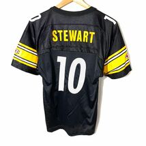 ■KIDS Champion チャンピオン NFL Steelers ピッツバーグ スティラーズ STEWART #10 メッシュ切り替えし フットボールTシャツ 古着 L■_画像7