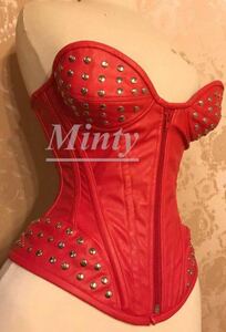  leather sexy red red!. origin . hem . enough studs. over bust corset zipper type cloth 3 layer 20143red cloth 3 layer 3 sheets piling [ strongest correction ]