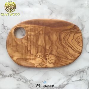 可愛いテーブルまな板。オリーブウッドで作ったカッティングボード/楕円小228新品