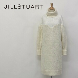 新品◆JILLSTUART/ジル スチュアート ペチコート付 レース刺繍切替 アルパカ混 ニット タートルネック ワンピース アイボリー 2