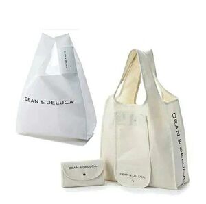 新品 送料無料 DEAN & DELUCA ディーン & デルーカ ミニマムエコバッグホワイト & ショッピングバッグ セット エコバッグ レジ袋 マチ付き